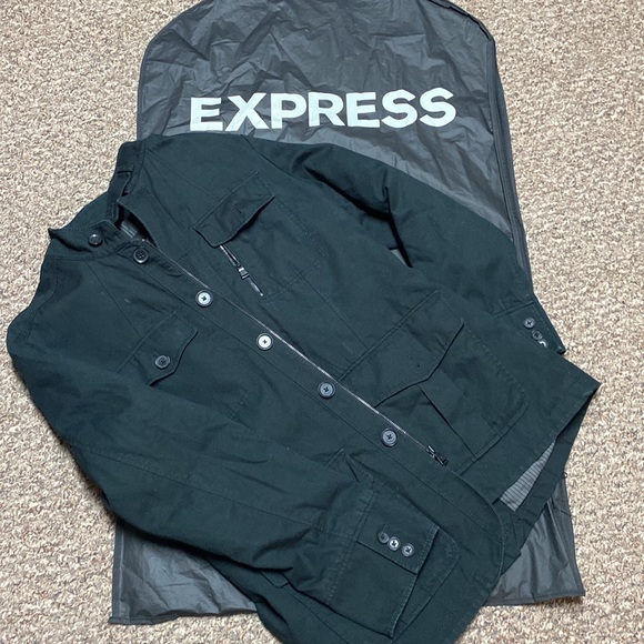 Slim XL Men Express Black high collar Zip up Jacket - Picture 1 of 8